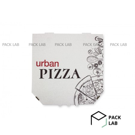 Pizza box white with URBAN logo 300*300*39 Pizza box white with URBAN logo 300*300*39